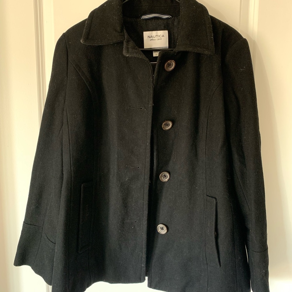 Nautica Black Wool Coat